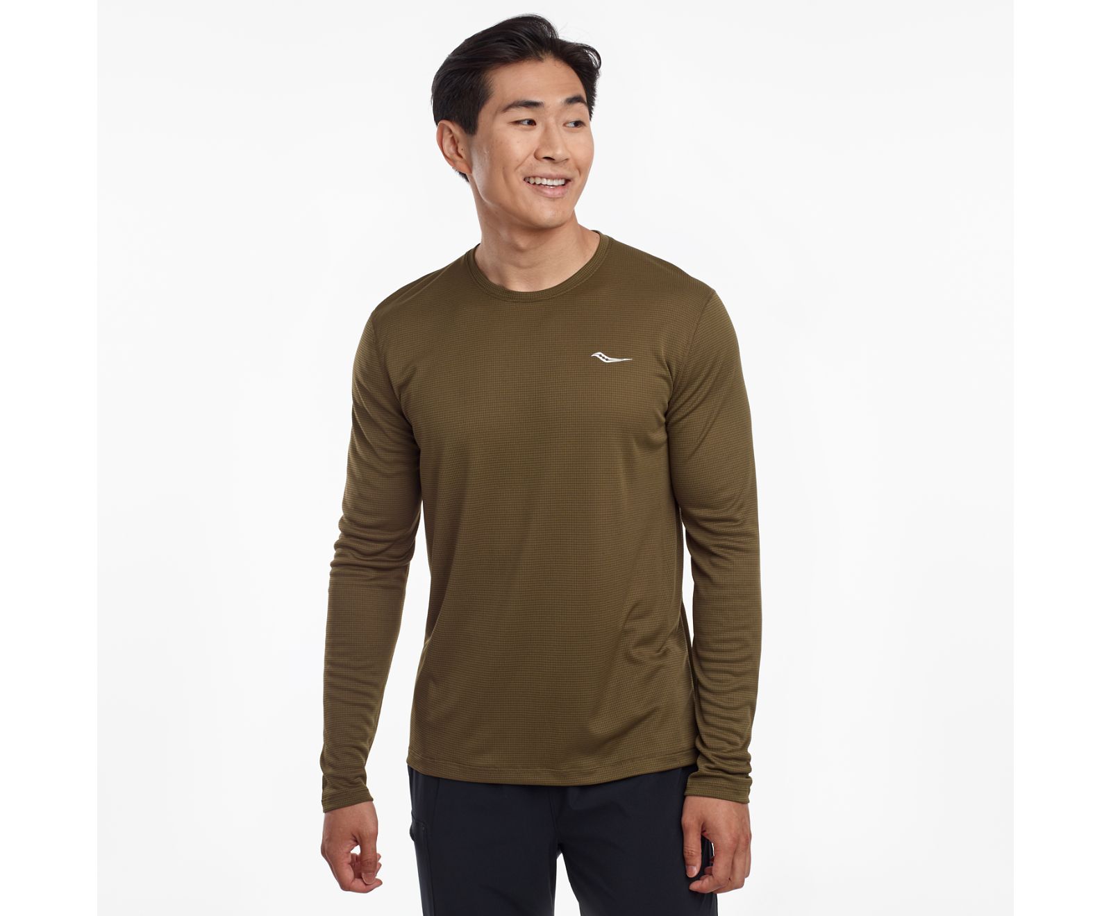 Camisas Saucony Stopwatch Long Sleeve Hombre Verde Oliva Oscuro | México 635AHKP